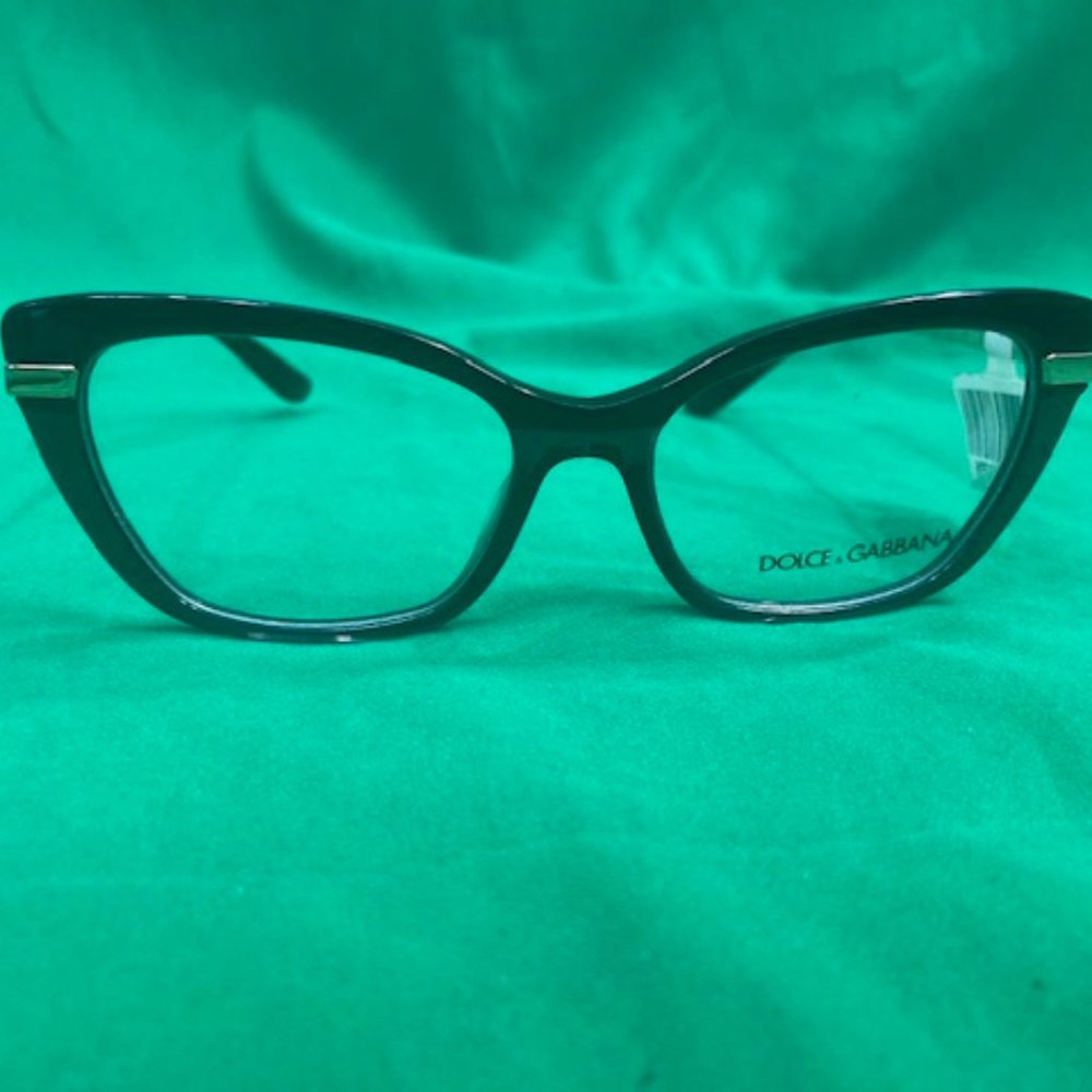 DOLCE & GABBANA DG3325 Black on Transparent Black Eyeglasses w/ Gold Accent